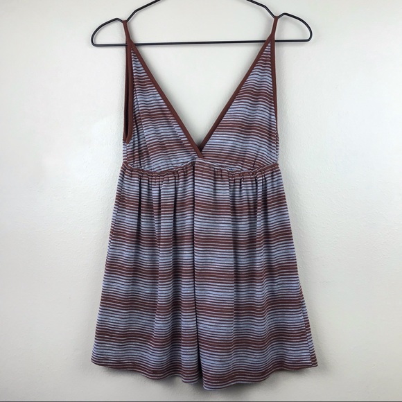 Ella Moss} Retro Vibe V-Neck Striped Baby Doll Top - Picture 2 of 6